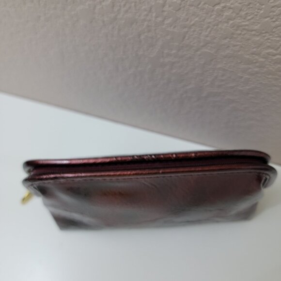 Estée Lauder Metallic Burgundy Cosmetic Bag • Structured Makeup Case - Picture 8 of 9